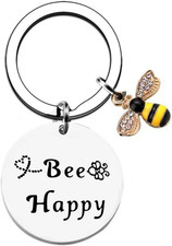 Honey Bee Keychain Inspirational Keyring Gifts Charm Cute Bee Happy Gifts Bag Pu