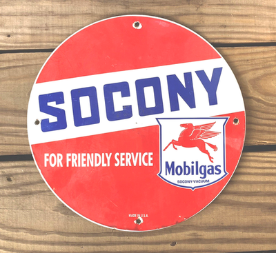 #ad SOCONY Mobil Metal Sign Porcelain Coated Standard Oil New York Fuel $45.00