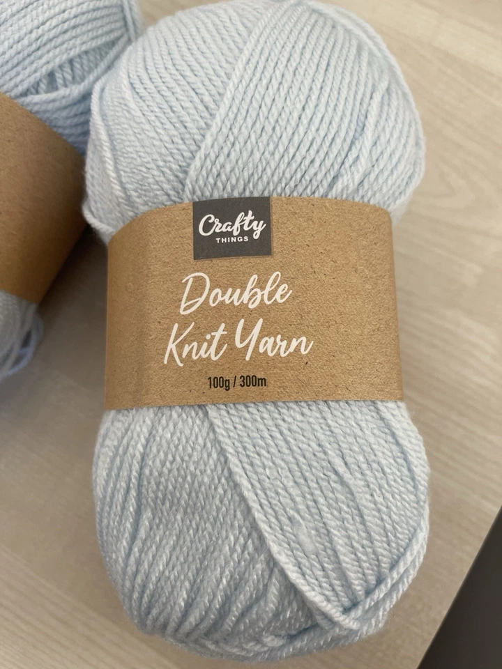 Crafty Things baby blue double knit yarn 6 x 100g 600g wool powder blue colour  - Image 4 of 4