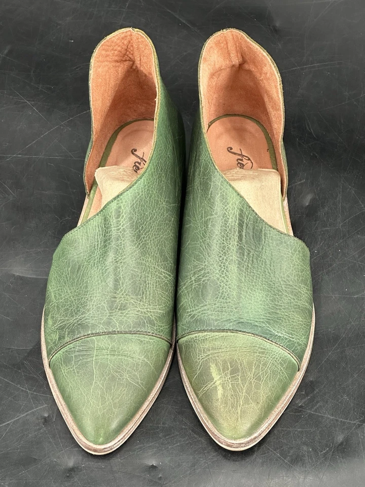 Sapatos femininos Free People Royale D’orsay de couro verde biqueira pontiaguda tamanho 39 - Imagem 3 de 4