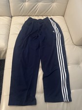 Adidas Essentials Open Hem Warm Up Pants Mens Large Blue 3 Stripes Sweatpants