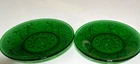 Vintage Green Pressed Glass Butter Pats – Depression Style – Set of 2