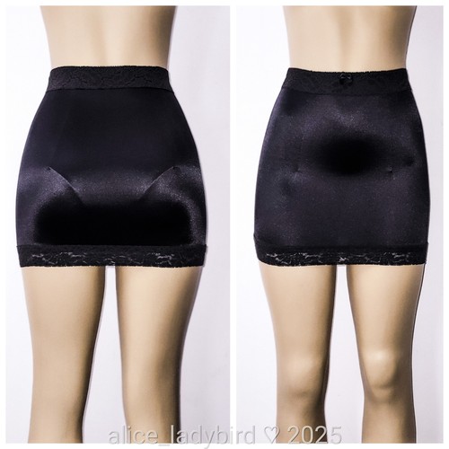 Slick SHINY Vintage MINI Stretch SATIN Half SLIP Panty Nylon Tight Smooth ~M - Picture 3 of 5