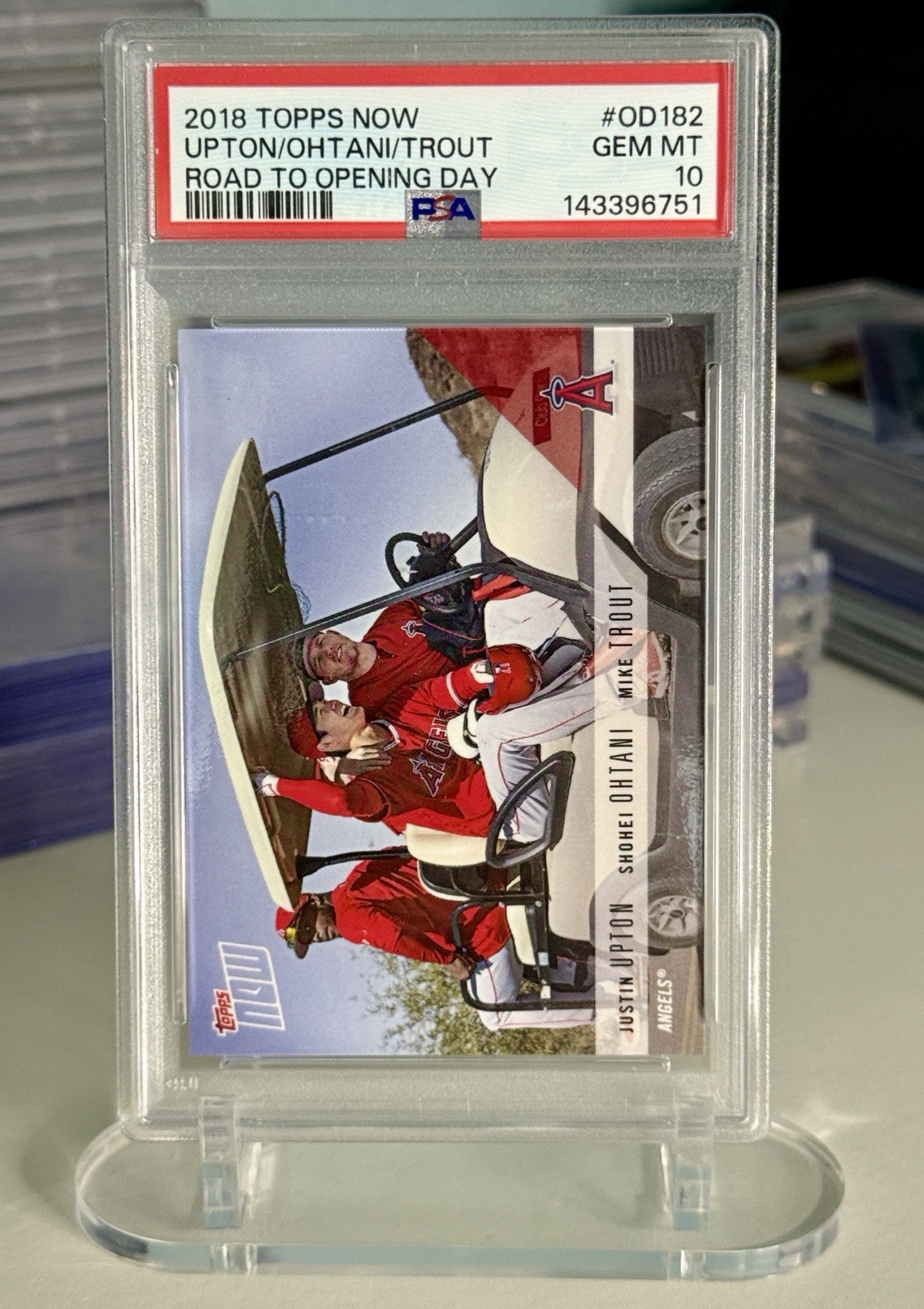 2018 Topps Now Road to Opening Day Trout Ohtani Upton #OD-182 /1854 - PSA 10 view 1