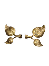 Gold Curtain Pole Finials 20mm Leaf Wrought Iron Rod Ends 13.5cm Iron Works