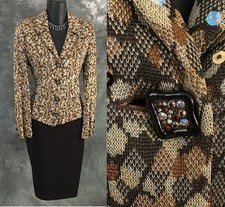 BEAUTIFUL St John evening knit brown multi rhinestones embellished skirt suit 4
