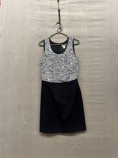 Ann Taylor Dress Womens 14 Black White Sleeveless Sheath Career Work Office Chic
