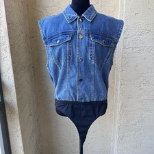 Ronny Coby Carlyle Denim Bodysuit Sz XL Blue Sleeveless NWT