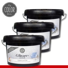 MyColorRoom 3 x 1 l Glitzer-Lasur Silber-Glitter Finisher Glitzerfinish