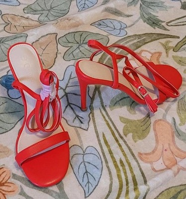 Coutgo Women's Red Strappy High Heel Stilettos Sandals Fashion Shoes Size 7