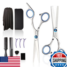 11pc Professional Haircut Scissors Kit Barber Thinning Shears Comb Cape Clips