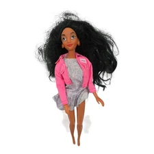 Vintage 1990s Disney Mattel Jasmine Barbie Doll with Bongo Pink Jacket & Dress