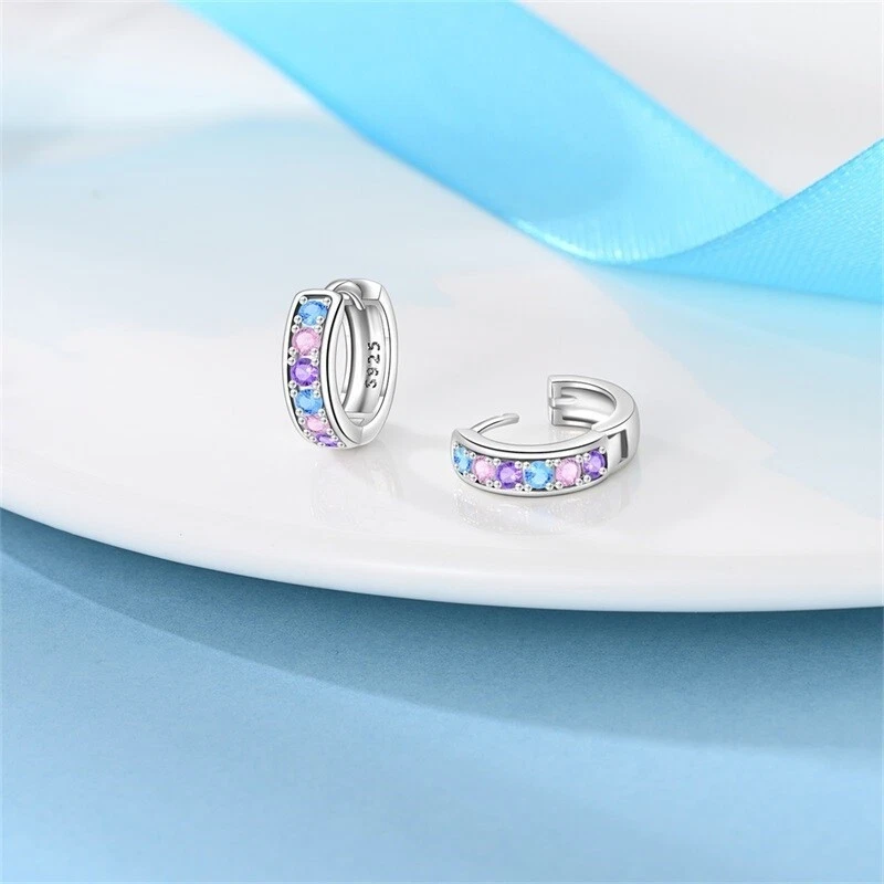 Brincos pequenos de prata esterlina 925 KUNSIR CZ argola Huggie masculina feminina joia presente - Imagem 4 de 4