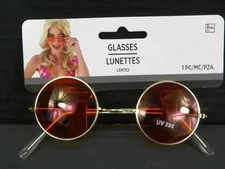 Amscan John Lennon Hippie Retro Round Sunglasses Party Shades Gold