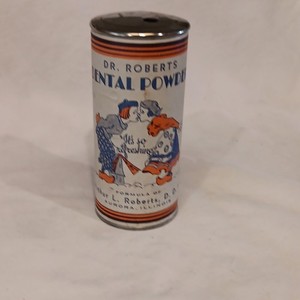 Vintage Dr. Roberts Dental Powder Tin Can, 50 Cents, Aurora Illinois