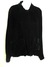 romantic Harari Sz L Black Velvet Silk Rayon Jacket Blazer Flowing Beautiful