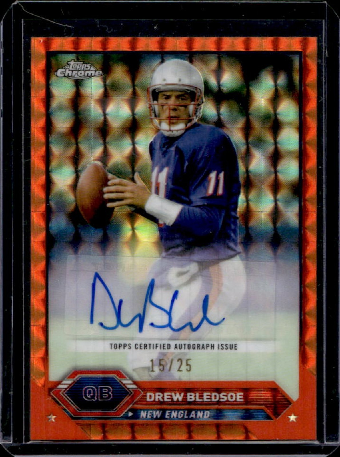 2023 Topps Composite Drew Bledsoe Chrome Auto Refractor Geometric Orange #/25