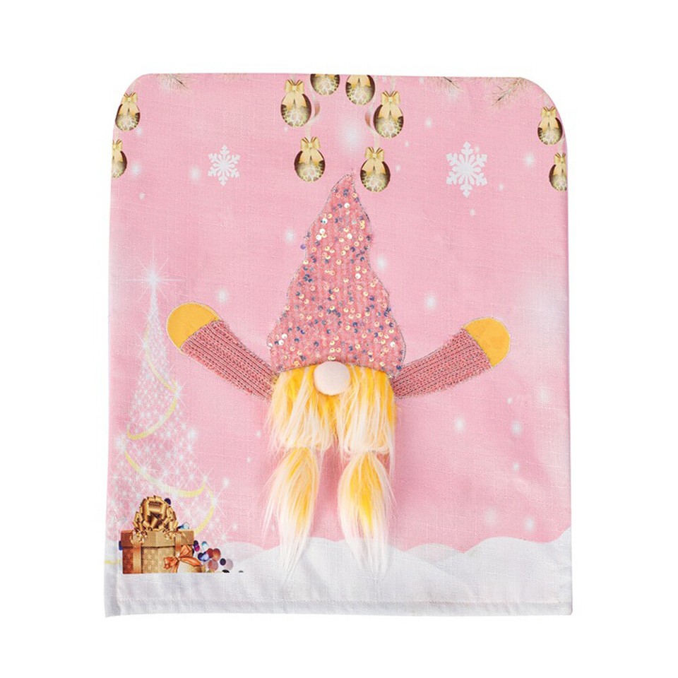 Christmas Pink Rudolph Chair Covers with LED Lights for Dining Room