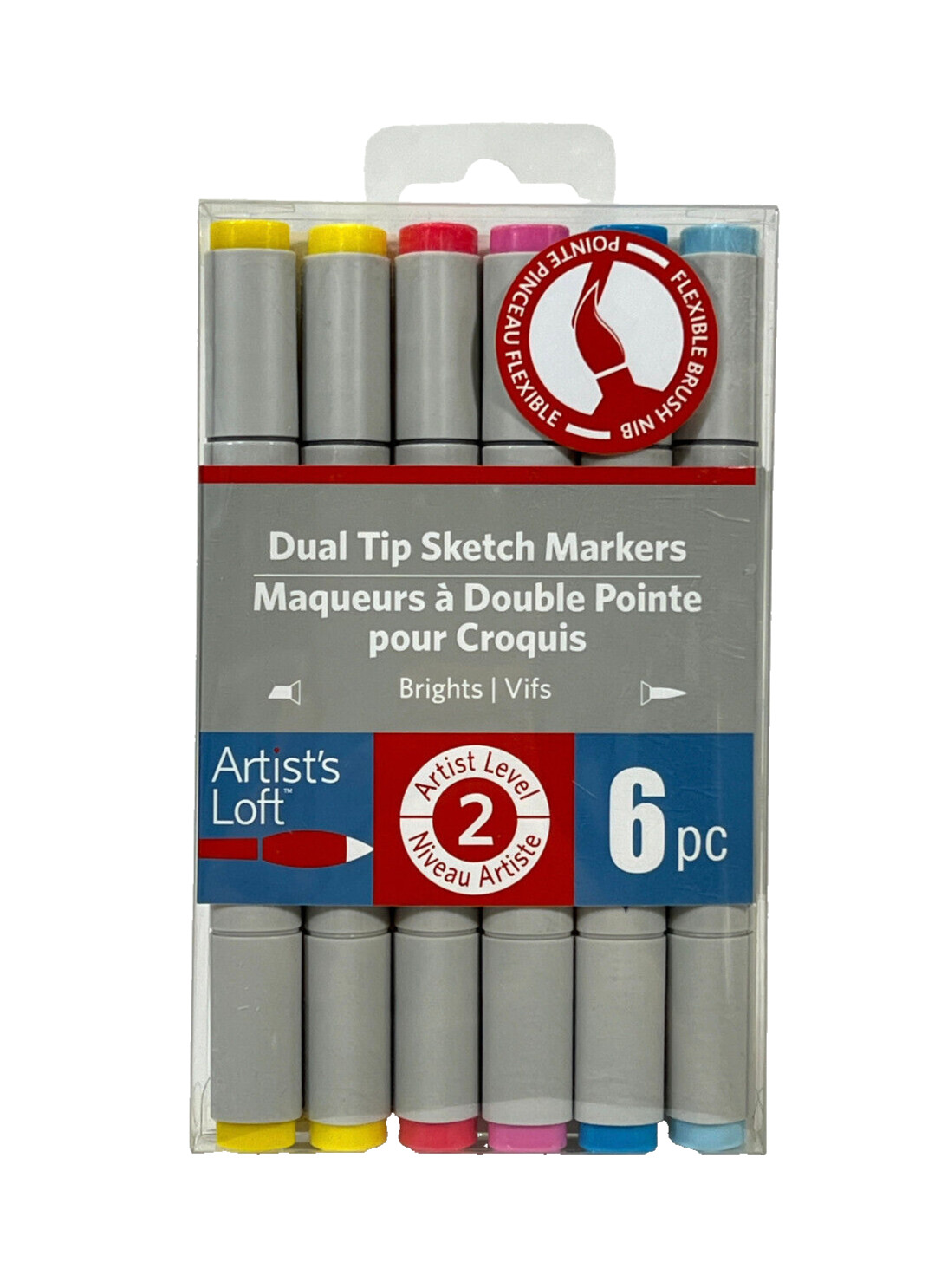 Artist's Loft Dual Tip Sketch Markers - Brights 6pc *NEW* SEALED
