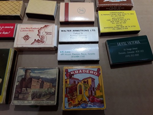 Vintage Wooden Matchboxes 26 Empty Boxes Advertising Hotel Restaurant Covers - Picture 10 of 10