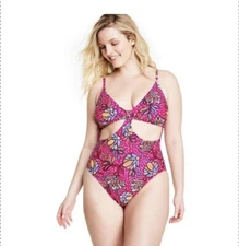 NWT Tabitha Brown x Target Floral Cut Out One Piece Swimsuit Size XS