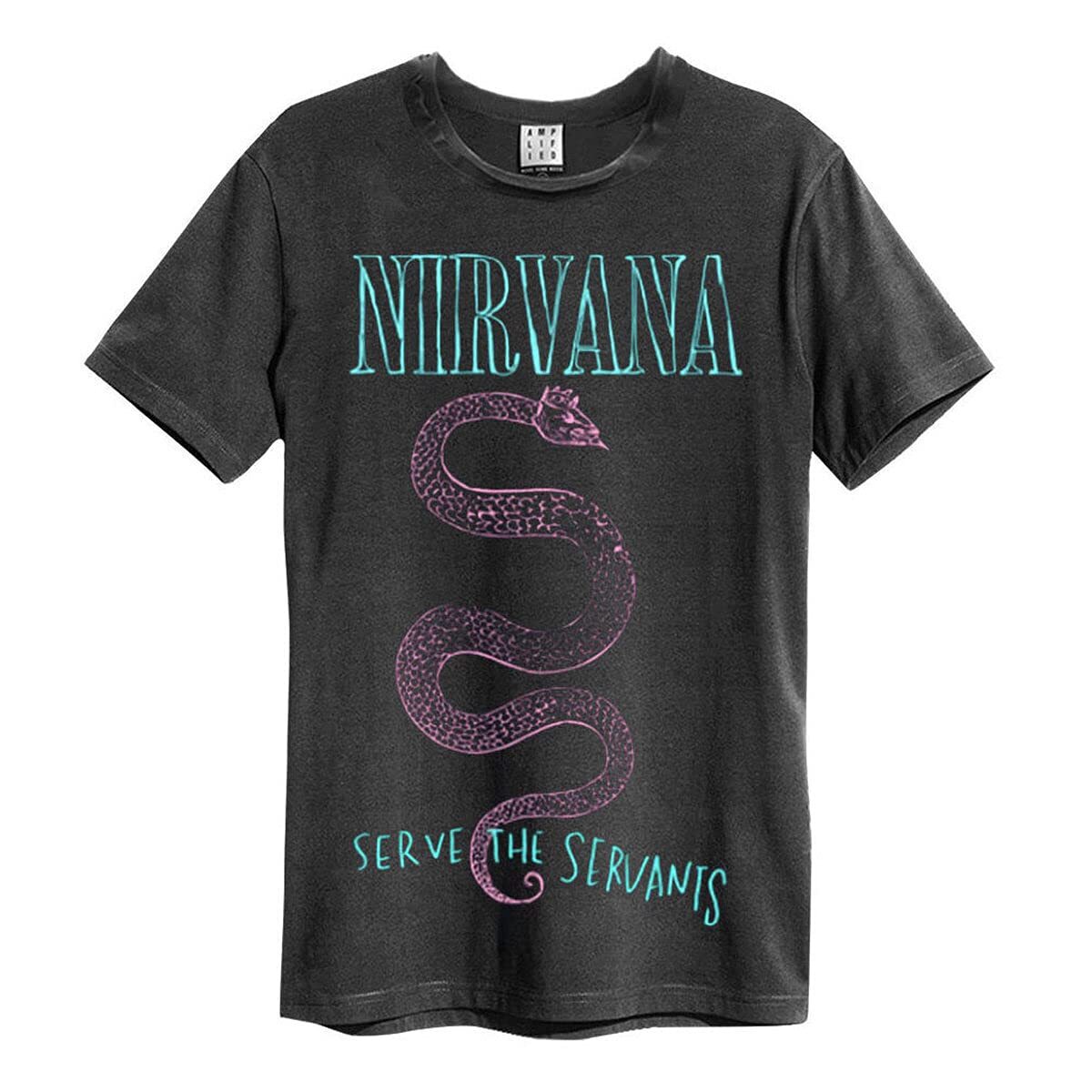 Amplified Nirvana Serve The Serpants Mens T-Shirt in Charcoal XL Charcoal