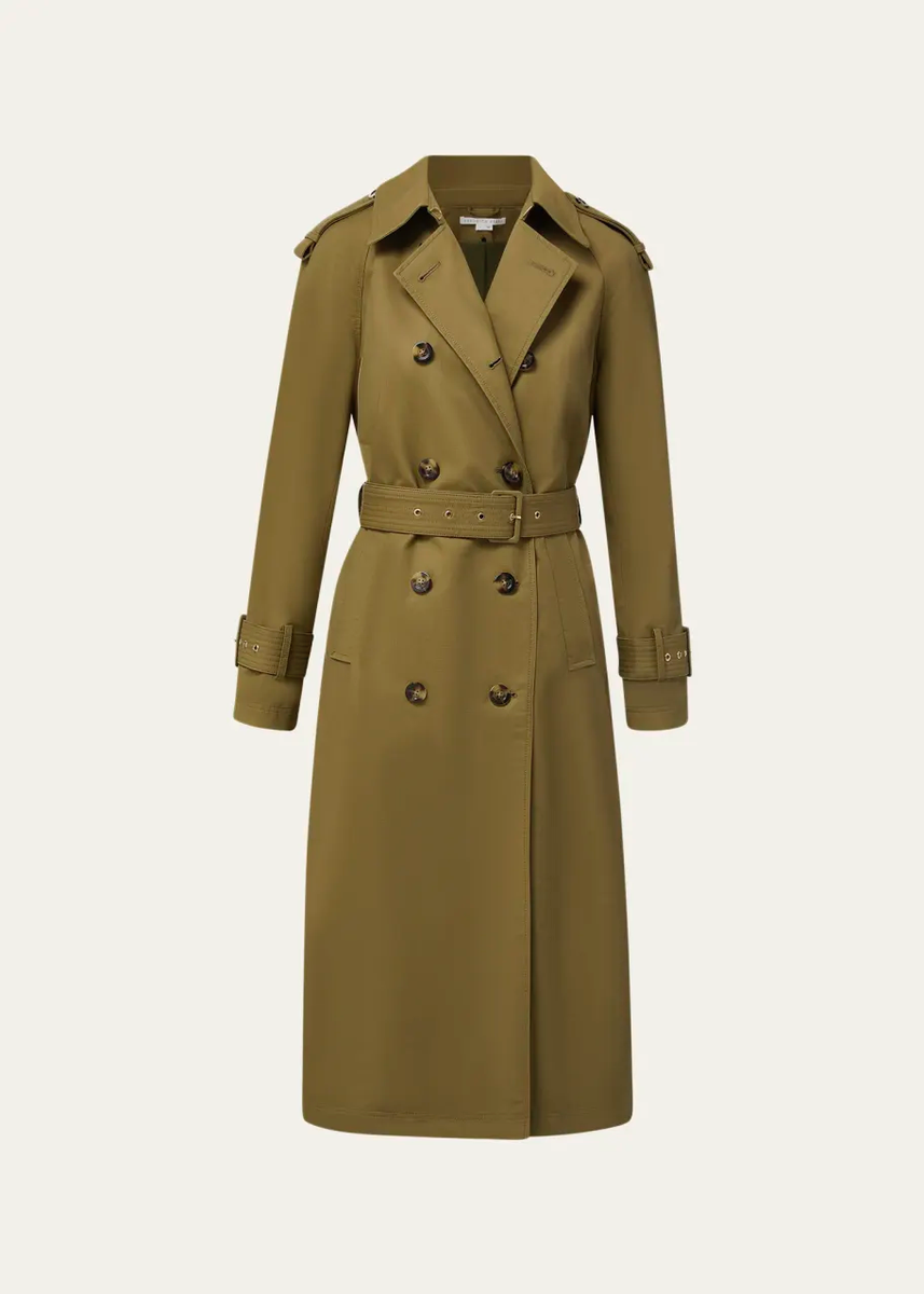 Veronica Beard Conneley Dickey Trench Coat Color Moss, Size XS