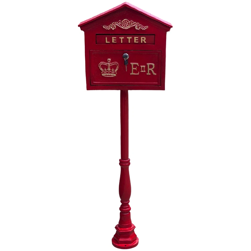 English ER II Mailbox in Red Cast Iron - Wall Mount or Standing - Image 2 of 3