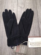 Vintage Fownes Gloves Women's XL Black Soft Suede Leather Long Fleece Lined NOS