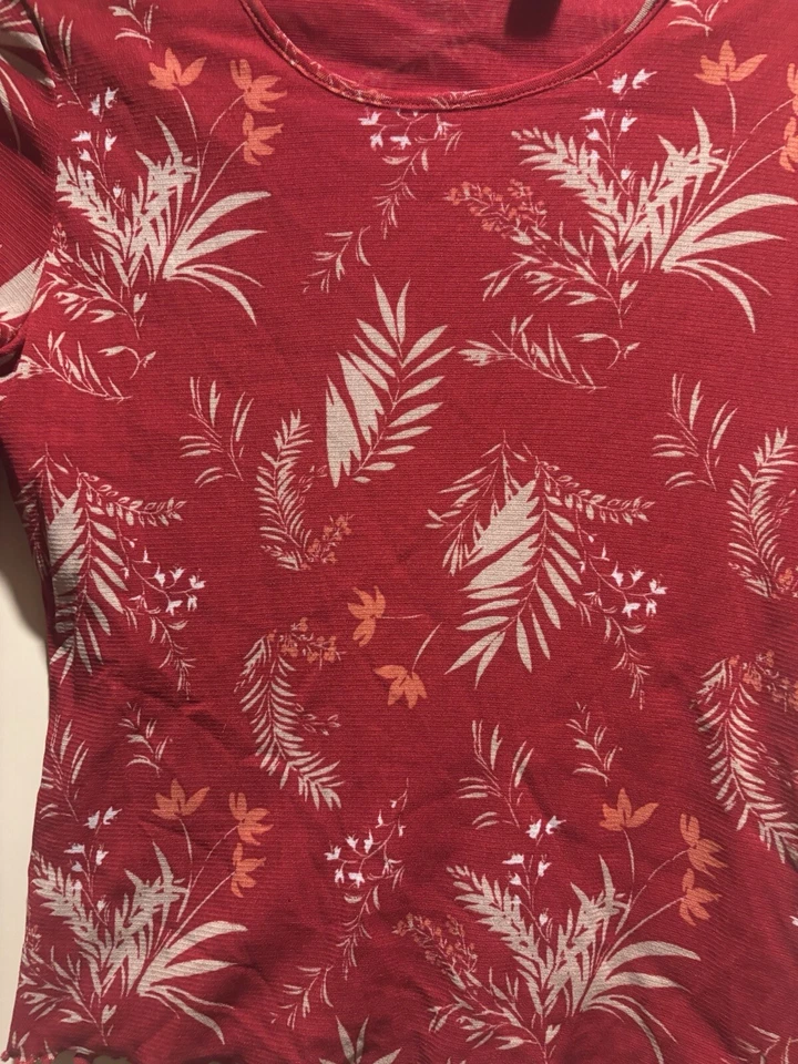 👚❤️ Relativity Petites Rojo Floral Lechuga Dobladillo Manga 3/4 PM Nylon Malla 30 X20 Foto 2 de 4