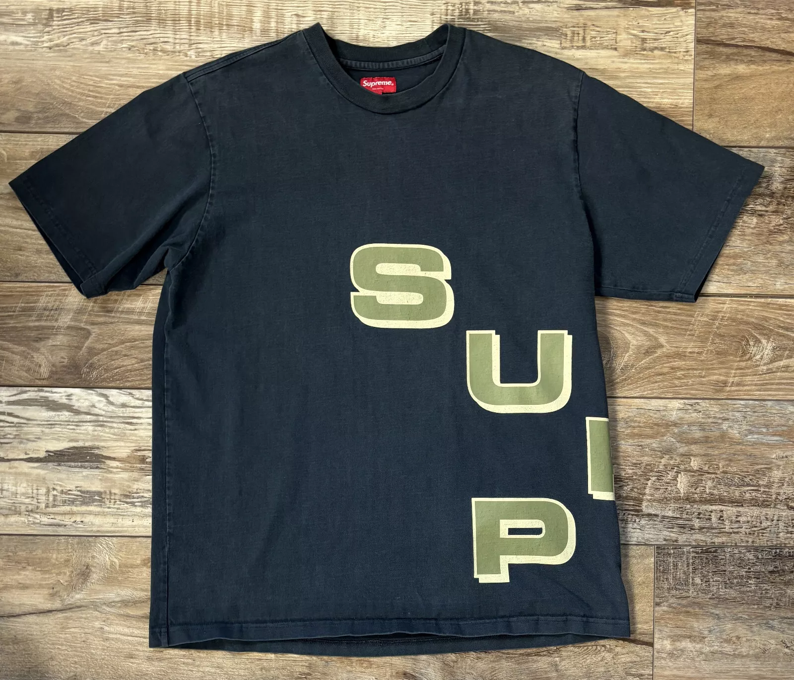 T shirt Supreme Stagger bleu marine taille Large