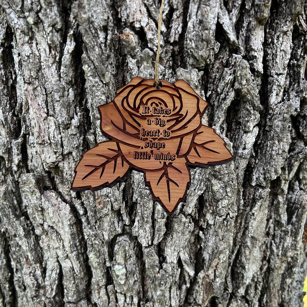 Ornament - RED It Takes a Big Heart to Shape Little Minds - Raw Wood 3x3in Ornament - RED It Takes a Big Heart to Shape Little Minds - Raw Wood 3x3in