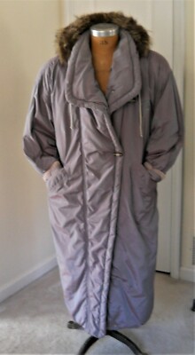 Luhta Women's Coat Jacket Lavender Zip Hoodie Faux Down Fill Long Oversize 8