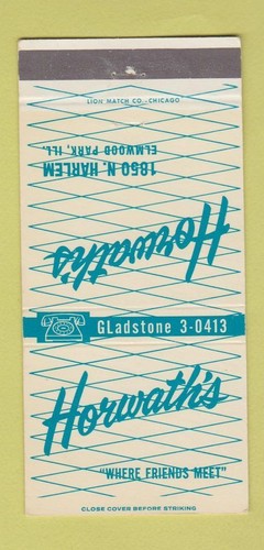 Streichholzbuchhülle - Horwath's Restaurant Elmwood Park IL 30 Strike