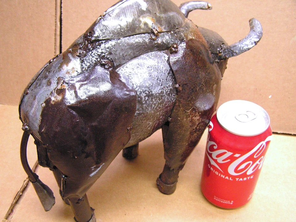 Arte en metal escultura de bisonte de búfalo, arte de hierro chatarra, #21 Foto 3 de 4