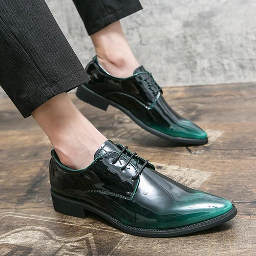 Herren Lackleder Elegant Formell Oxford Business Schuhe Spitz zulaufend Hochzeitsschuhe - Bild 8 von 19