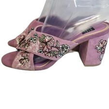 Whbm White House Black Marker Zuri embroidered lavender slides sandals 6.5