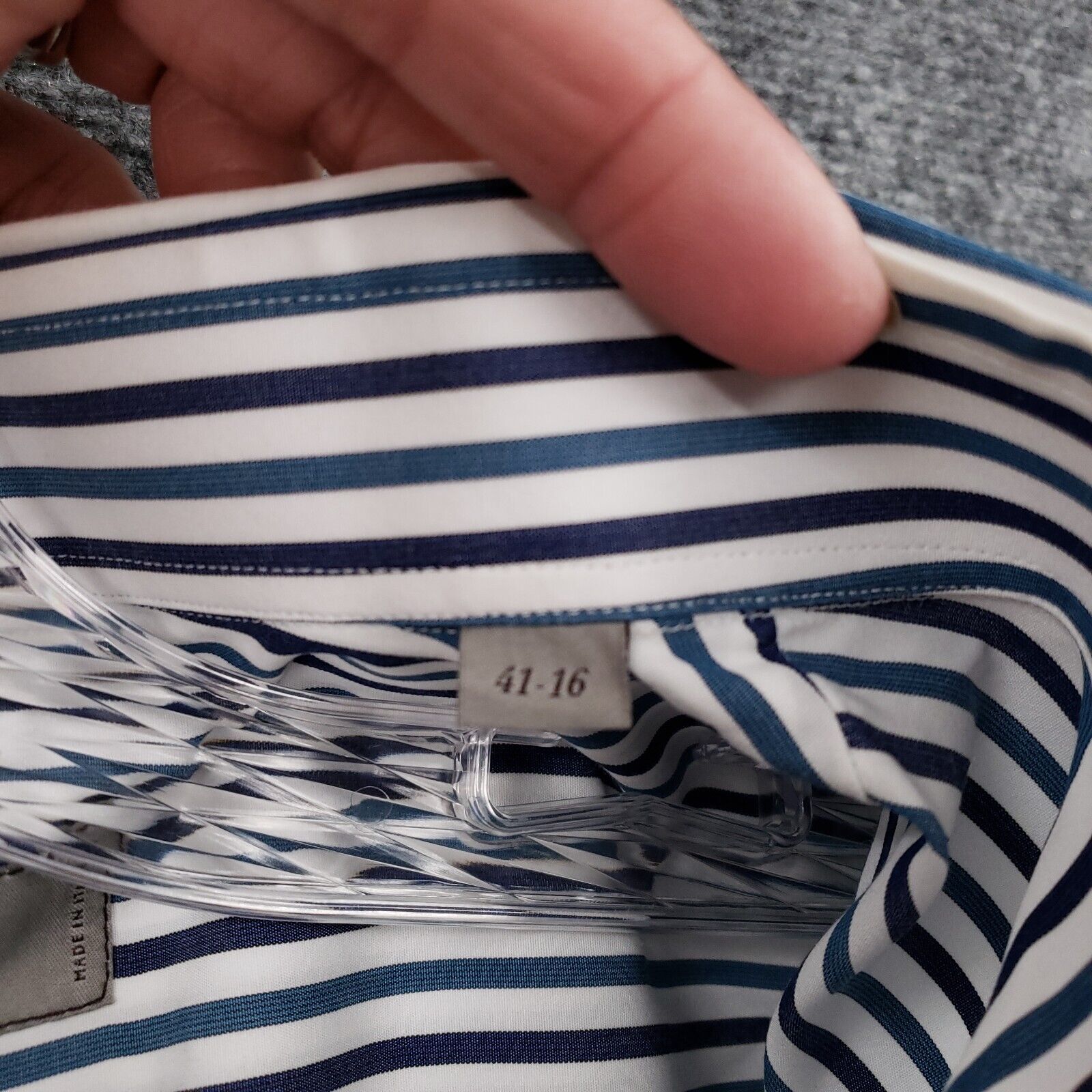 Canali Dress Shirt Mens 41-16 Blue White Button U… - image 7
