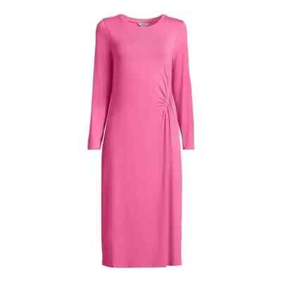 strawberry ruched dress Time and Tru Womens Long Sleeve Ruched Midi Dress
