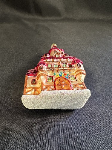 CHRISTOPHER RADKO 4-1/2" TUDOR TOY SHOP PINK HOUSE GLASS CHRISTMAS ORNAMENT - Picture 5 of 5