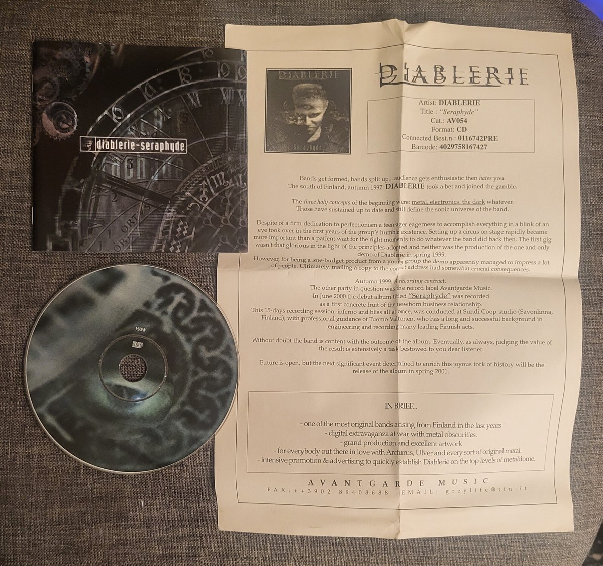 DIABLERIE 'Seraphyde' CD w/ Promo Sheet RARE Industrial Metal