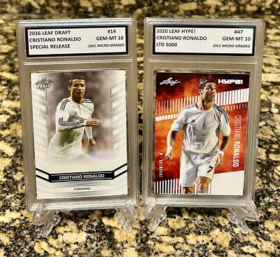 2 CRISTIANO RONALDO 2016/2020 LEAF HYPE! DRAFT GRADED GEM-MT 10 #47, #14