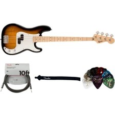Squier Squier Sonic Bass Sunburst w/ Fender Pick, 10ft Cable, Guitar Strap Kit