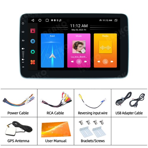 Single 1DIN Rotatable 9'' Android 13.0 Car CarPlay GPS Navi WiFi Stereo BT Radio - Picture 2 of 6