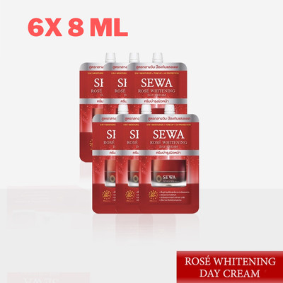 6x SEWA Rose Whitening Day Cream SPF50+ PA++++ Tone Up UV Protect Moisturize 8ml