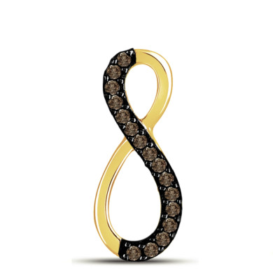 10K Gelbgold schokobrauner Diamant Unendlichkeit Anhänger kleiner Liebesknoten 0,10ct