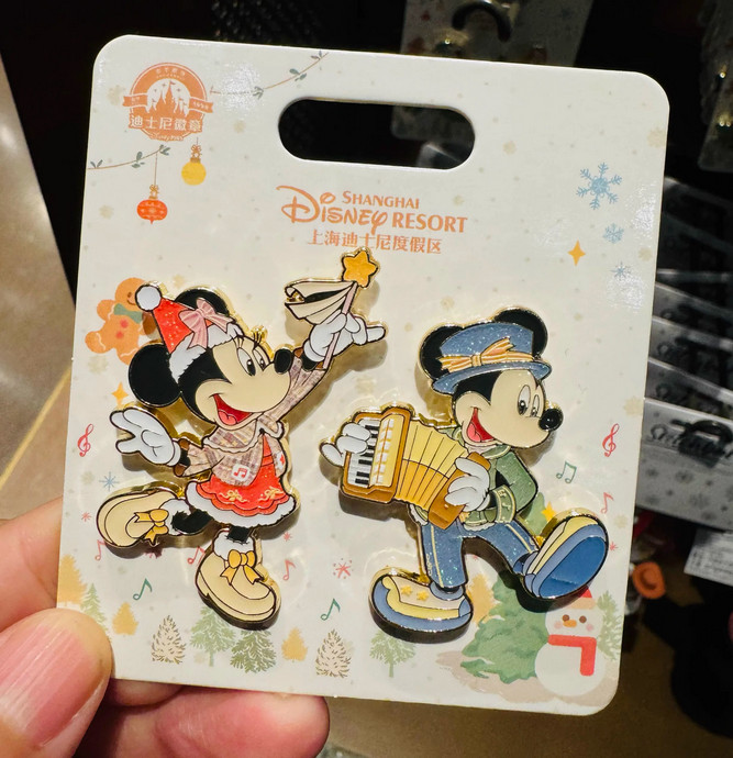 Shanghai Disney pin authentic 2024 Christmas Mickey Minnie Mouse Pin Disneyland