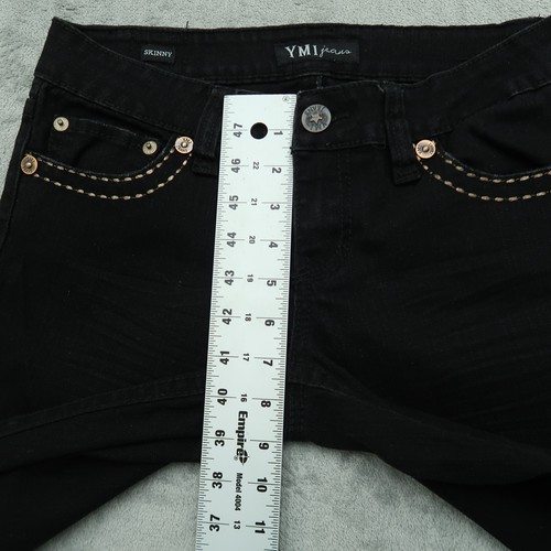 YMI Jeans Juniors Size 5 Black Low-Rise Skinny Denim 30.5" Inseam Dark Wash - Picture 5 of 14