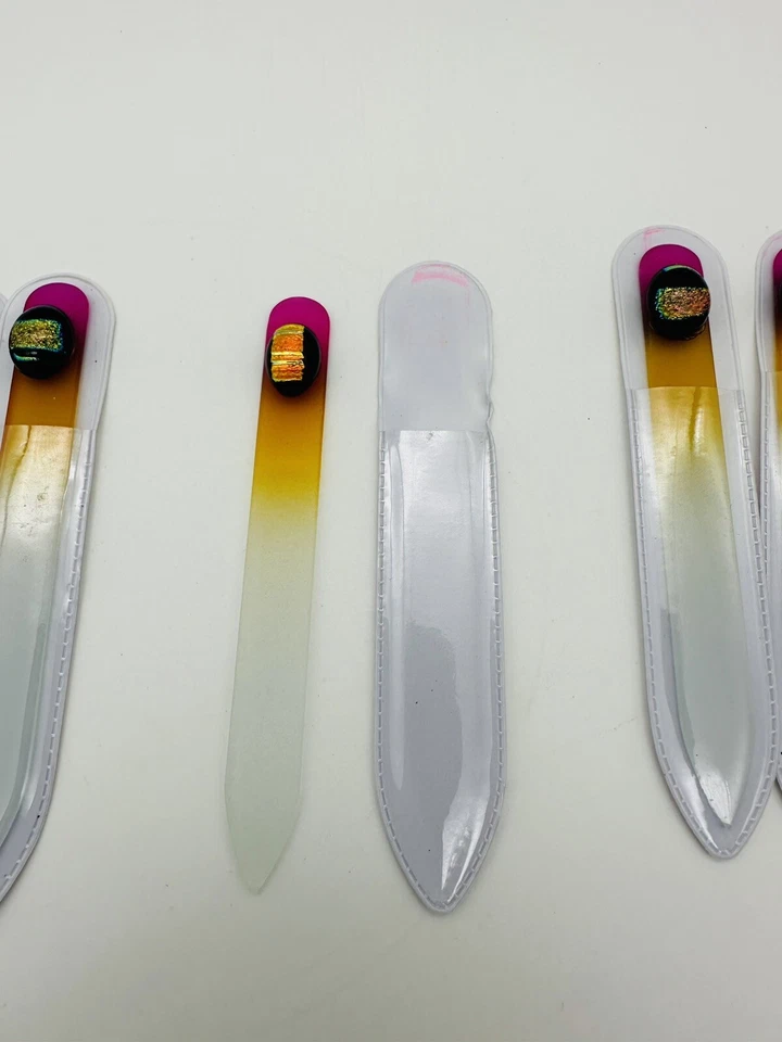 Set of 4 Crystal Glass Purple Bling Embellished Nail File Double Sided 3 1/2”. - Image 2 of 4