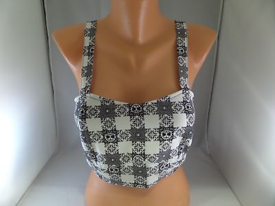 NWT Rock Steady Crop Top Anchor Halter Top Pinup Rockabilly Skull Hearts Sz S